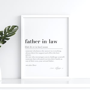 Stampa con messaggio personalizzato per il suocero, regalo personalizzato per il suocero, regalo per la festa del papà, regalo dalla sposa, cornice regalo di compleanno per il suocero