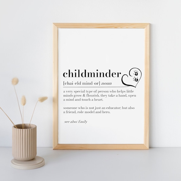 Childminder Definition Print, Childminder gift, Childminder Thank You Gift Christmas Gift for Childminder, Babysitter Gift, Gift from Parent