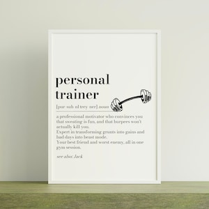 Impresión personalizada con la definición de entrenador personal, regalo de entrenador personal, Navidad, arte de pared con cita de entrenador personal, regalo para entrenador personal
