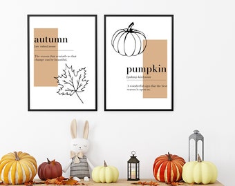 Impresiones de otoño, impresiones de calabaza, decoración de pared de otoño, arte de pared de Hola Otoño, impresiones de especias de calabaza, citas otoñales, impresiones de otoño, decoración de otoño