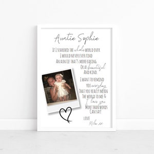 Auntie Print Gift, Auntie Poem gift, to my auntie poem, auntie birthday gift, aunt gift, gift from niece nephew, personalised aunty gift
