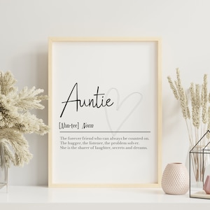 Definizione di stampa per zia, regalo per zia, regalo personalizzato per zia, regalo di compleanno per zia, regalo per la festa della mamma, definizione di stampa per zia