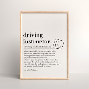 Personalisierter Fahrlehrer Definition Druck, Fahrlehrer Geschenk, Zitat Wandkunst, Geschenk für Fahrlehrer Danke Geschenk