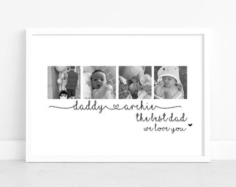 Custom Dad Photo Collage Print, Fathers Day Gift from Kids, Personalised Picture Frame for Dad, Sentimental Wall Art for Him, Gift from kids