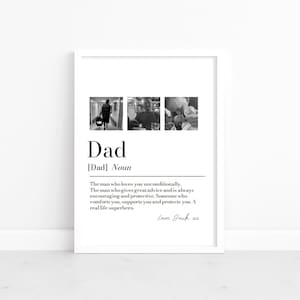 Collage fotografico personalizzato con la definizione di papà, regalo per la festa del papà, stampa personalizzata per papà, regalo per lui, regalo di compleanno, ricordo con foto del papà