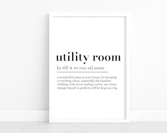 Utility Room Definition, Laundry Prints, Utility Room Wall Art, Funny Prints, Laundry room Decor, Utility Room Prints, Funny Laundry Prints