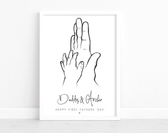 Personalised Fathers Day Print, Father Child Hands Print, Fathers Day Gifts, Dad Print First Fathers Day gifts, Fathers day 2023, Presents