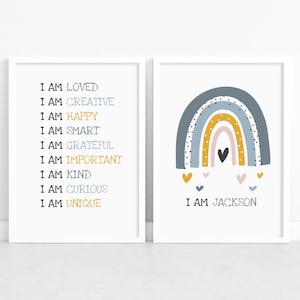 Stampa personalizzata di affermazioni positive per bambini, affermazioni per neonati, affermazioni modificabili, decorazioni per bambini, stampe per la cameretta dei bambini, regali personalizzati