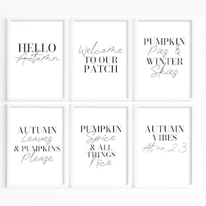 Autumn Prints, Autumn Quotes, Autumn wall decor, Hello Autumn wall art, Pumpkin Spice prints, Autumnal Quote Art, Autumn Home Decor Minimal