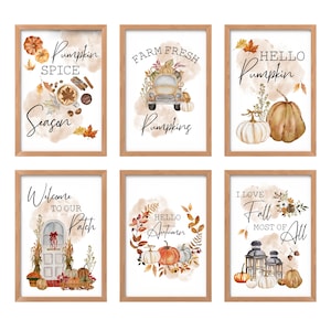 Herbst Drucke, Herbst Wohndekor, Kürbis Drucke, Herbst Wanddruck, Hallo Herbst Wandkunst, Kürbis Gewürz, Herbst saisonale Wandkunst Botanische