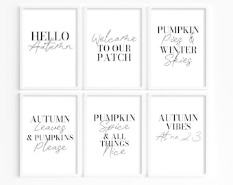 Impresiones de otoño, citas de otoño, decoración de pared de otoño, arte de pared de Hola otoño, impresiones de especias de calabaza, arte de cita otoñal, decoración minimalista del hogar de otoño