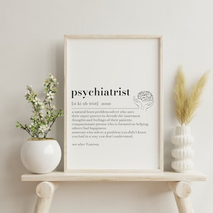 Impressão personalizada com definição de psiquiatra, presente para psiquiatra, arte de parede com citação, presente para psiquiatra, presente de agradecimento, dicionário para psiquiatra
