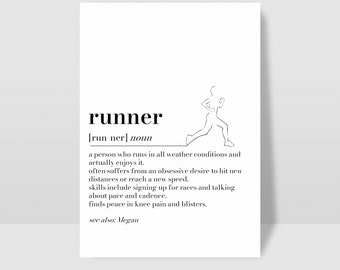 Runner Definition Print, Marathon Gift, Marathon Runner Gift