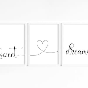 Arte murale "Sogni d'oro", set di stampe minimaliste per camera da letto, decorazioni neutre per la cameretta dei bambini, set di poster da appendere sopra il letto, stampe con citazioni sul sonno