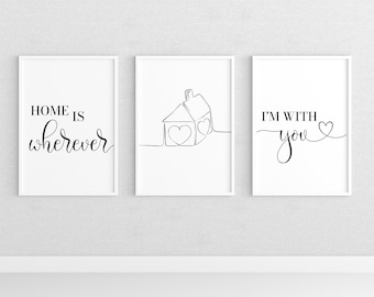 Home Is Wherever I'm With You Print, House Prints, Living Room Decor, Home Decor, Living Room Prints, Feature Wall Prints, Hallway Wall Art