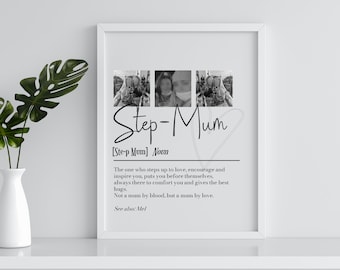 Personalised Step Mum Picture Collage Memorable Gift for Step-Mum, Mothers Day Gift, Gift for Her, definition, Birthday Gift for Step Mum