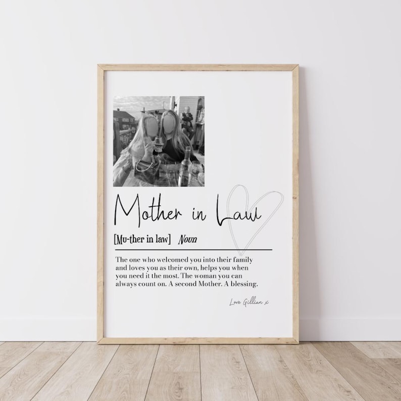 Personalised Mother in Law Picture Collage Memorable Gift for MIL, Mothers Day Gift, Gift for Her, definition, Birthday Gift for Mum In law image 2