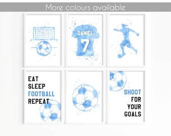 Personalised Football Prints, Foot ball Wall Art, Footballer Bedroom Decor, Football Gifts for Kids