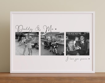 Daddy & Me-fotocollage, gepersonaliseerde vaderdagprint van kind, gepersonaliseerd cadeau voor vader met foto's, aandenken aan de muur papa, papa en wij