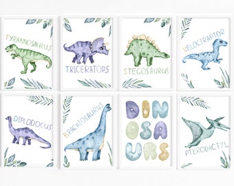 Dinosaur Bedroom Prints, Dinosaur Nursery Prints, Nursery Decor, Boys Bedroom Decor, Dinosaur Decor, Boys Room Wall Art, Dinosaur Wall Art