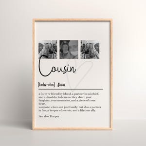 Cousin Definition Print, Cousin gift, Personalised Cousin Picture gift, Birthday gift for Cousin, Christmas Gift Cousin Print Unframed