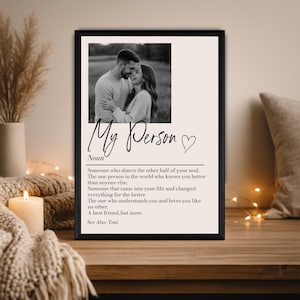 Personalised My Person Definition Print: Custom Photo Gift, Romantic Keepsake, Anniversary Boyfriend/Girlfriend Gift Single Image