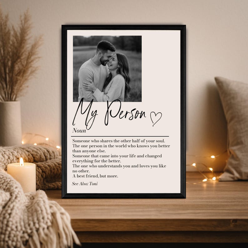 Personalised My Person Definition Print: Custom Photo Gift, Romantic Keepsake, Anniversary Boyfriend/Girlfriend Gift Single Image