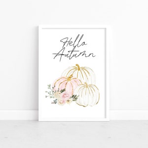 Estampas de outono rosa, Conjunto de estampas de outono, Decoração de Halloween, Estampas de abóbora, Arte de parede de abóbora, Arte de parede sazonal, Imagens outonais, Abóbora