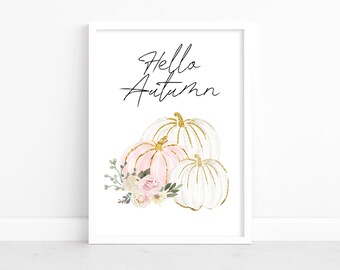Pinker Herbst Prints, Halloween Dekor, Kürbis Prints, Kürbis Wandbilder, Saisonale Wandbilder, Herbst Bilder, Kürbisse