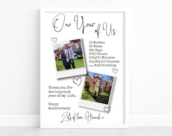 First Anniversary Gift for Husband, First Anniversary Gift for Him, Anniversary  Gifts for Men, 1st Anniversary Gift, UNFRAMED 