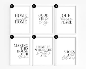 Living Room Quote Prints: Custom Modern Wall Art Set, Minimalist  Wall, Clean Home Decor