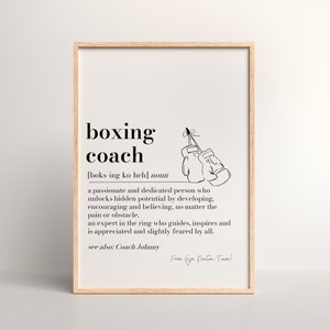 Personalisierter Boxcoach Definition Druck, Boxcoach Geschenk, Zitat Druck, Geschenk für Boxcoach Danke Geschenk, Trainer Abschiedsgeschenk, Boxer