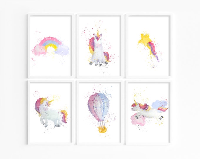 Unicorn Personalised Prints, Unicorn Bedroom, Girls bedroom Prints, Unicorn Decor, Rainbow prints, Nursery Prints, Unicorn nursery decor