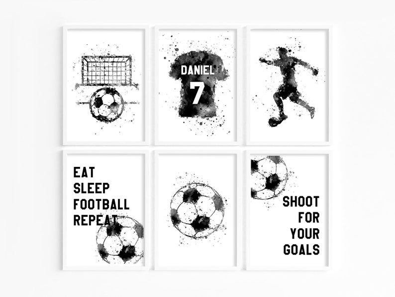Personalised Football Prints Black Football Wall Art Kids - Etsy
