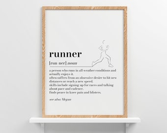 Runner Definition Print, Marathon gift, Marathon Runner Gift, Dictionary Print Gift for Runner, Runner Keepsake, Runner Print, Runner Quote