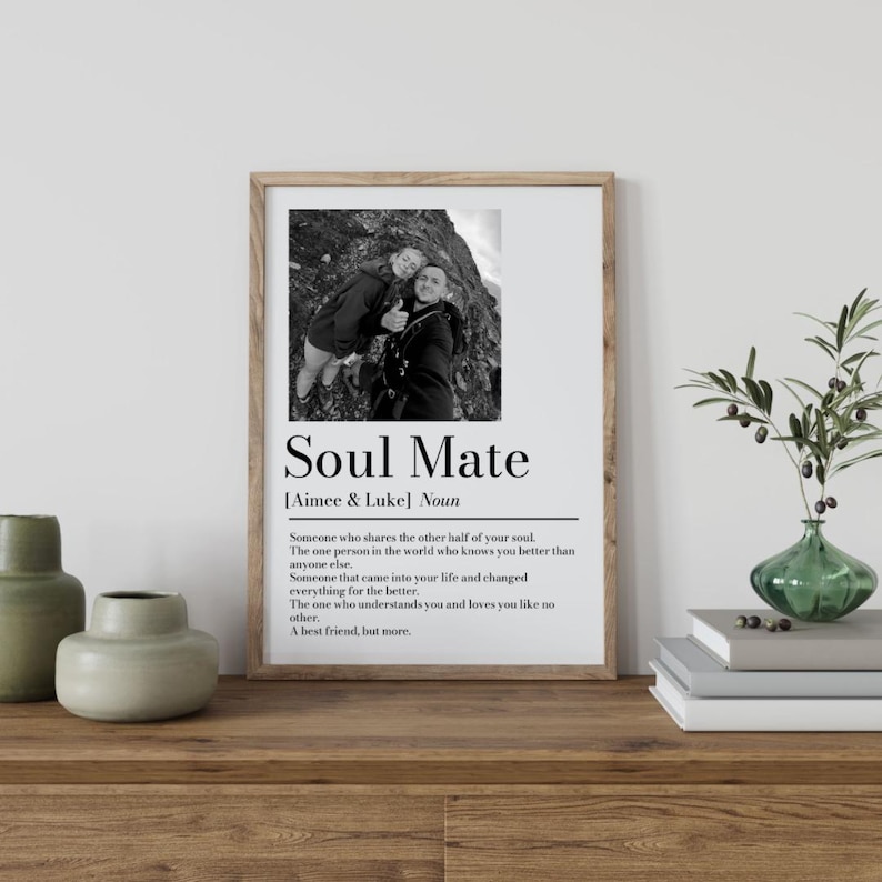 Personalised Couple Picture Collage Memorable Gift for Partner, Christmas Gift for Her Him, Soulmate definition, Wedding Gift for Him Her image 4