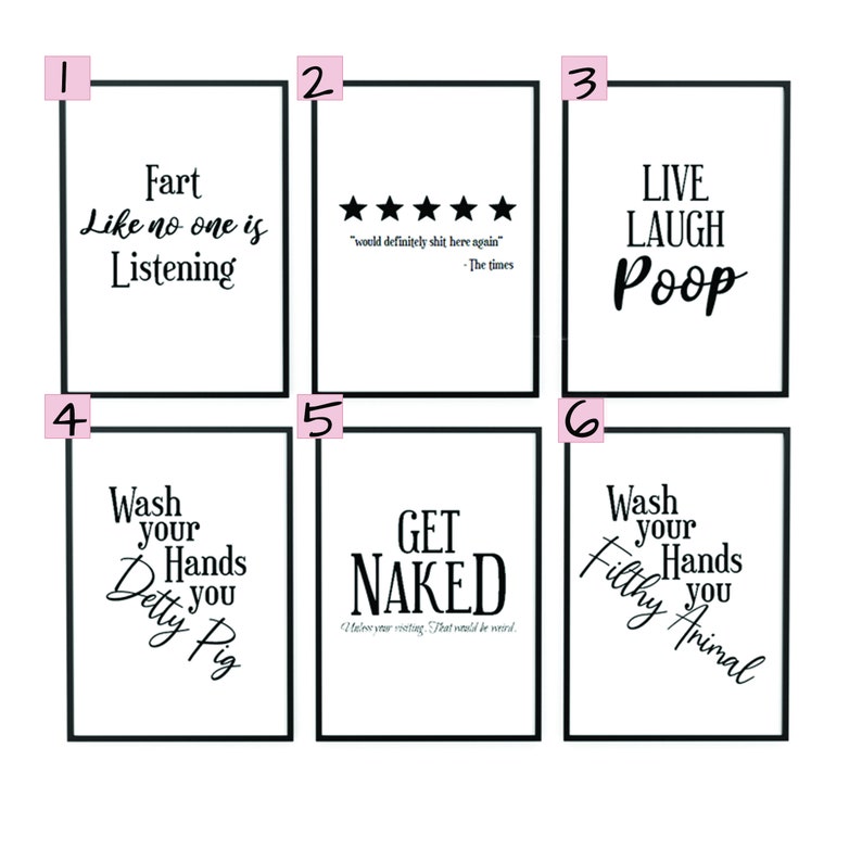 Quirky bathroom prints bathroom quotes downstairs toilet Etsy