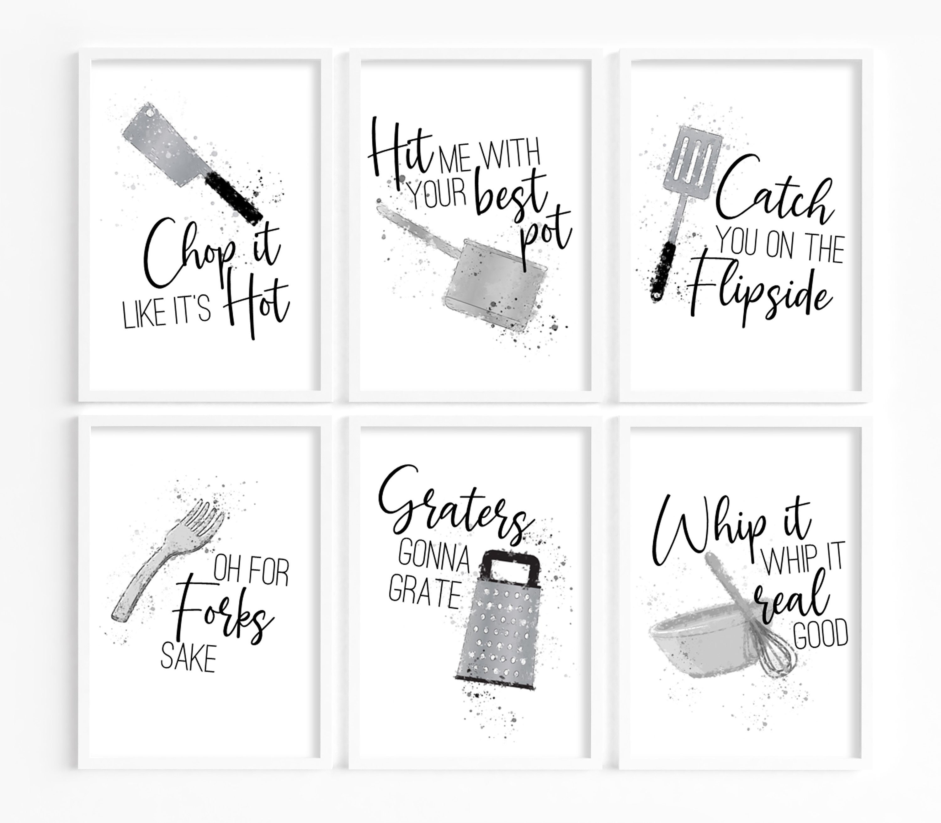 Baking Print Set Funny Kitchen Print Set Kitchen Puns 