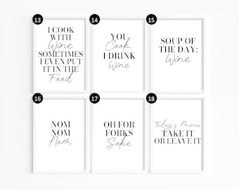 Kitchen Wall Art Prints, Kitchen Quotes, Dining Prints, Kitchen Decor, Wine Prints, Alexa Do the Dishes, Wine Quotes, Kitchen Signs, Coffee