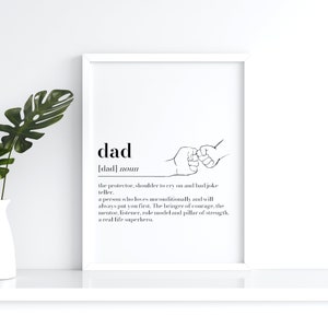 Stampa con la definizione di papà, regalo personalizzato per la festa del papà, significato della parola "papà" da parete, stampa minimalista per lui, idea regalo per il compleanno del papà