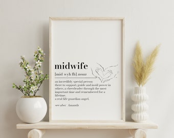 Midwife definition print, Midwife gift, gift for Student Midwife, Midwife Birthday Gift, Midwife Thank you Gift, Midwife Appreciation Gifts