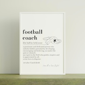 Impresión personalizada de definición de entrenador de fútbol, regalo de entrenador de fútbol, impresión de cita, regalo para entrenador de fútbol, regalo de agradecimiento, fin de temporada del entrenador