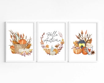 Autumn Prints, Set of Autumn Prints, Halloween Decor, Pumpkin Prints, Pumpkin Wall Art, Seasonal wall art, autum Home Decor, Pumpkin Patch