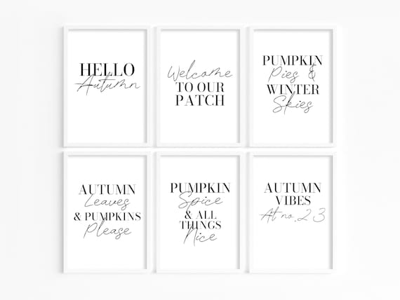 Autumn Prints, Autumn Quotes, Autumn wall decor, Hello Autumn wall art, Pumpkin Spice prints, Autumnal Quote Art, Autumn Home Decor Minimal