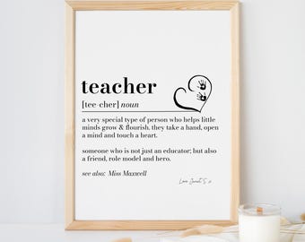 Teacher Definition Print, Teacher Thank You Gift Teacher Noun, Teacher Leaving Gift, teacher appreciate gifts, End of Term Gifting