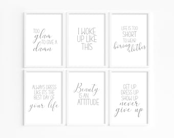 Fun Dressing Room Prints, I Woke up like this, Home Decor Wall Art, Dressing Room Quote Prints, Bedroom Prints, Dressing Table Decor Print