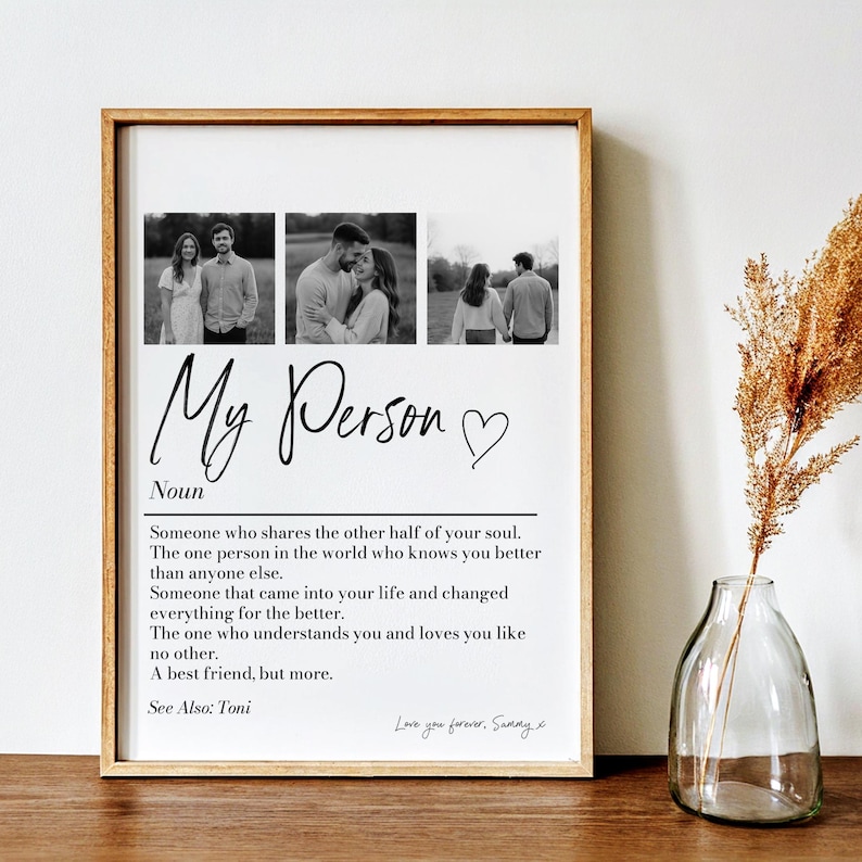 Personalised My Person Definition Print: Custom Photo Gift, Romantic Keepsake, Anniversary Boyfriend/Girlfriend Gift Multiple Images