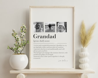 Grandad Photo Gift from Grandchild - Personalised Picture Collage, Fathers Day Gift for Grandad, Grandpa Birthday Gift, Grandad Keepsake Art