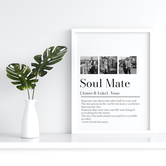 Personalised Couple Picture Collage Memorable Gift for Partner, Christmas Gift for Her Him, Soulmate definition, Wedding Gift for Him Her