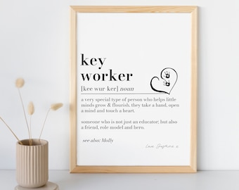 Key Worker Definition Druck, Geschenk für Key Worker, Kinderzimmer Dankeschön, Geschenk für Key Worker, Geschenk von Eltern und Kindern, Geschenk zum Schulende